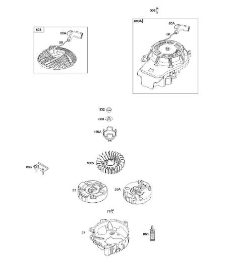 H - Volano, dispositivo di avviamento a riavvolgimento B&S - 10 €¦ 103M02-0061-H1 brand Stihl